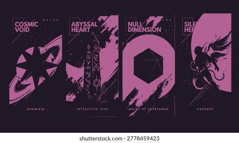 This high-resolution vector image features a striking black silhouette of a figure emerging from a radiant, ethereal background. The composition includes a glowing, translucent light effect with the words 