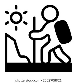 This Hiking icon is suitable for winter sport, sport, winter holiday, etc.