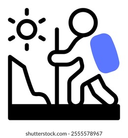 This Hiking icon is suitable for winter sport, sport, winter holiday, etc.