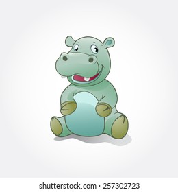 This is a hippo baby cartoon character. Vector illustration of hippo baby animal.