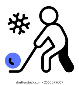 This Hockey icon is suitable for winter sport, sport, winter holiday, etc.