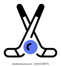 This Hockey sticks icon is suitable for winter sport, sport, winter holiday, etc.