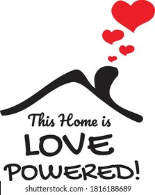 Este Hogar es con energía de amor, vector, diseño de frases, letras, aplicación de camisetas, ilustración de libros, diseño de afiches cristianos aislado en fondo blanco, calcomanías de pared, obras de arte en la pared, diseño gráfico
