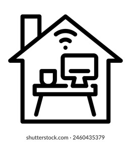 This Home office icon is suitable for Remote work, Work from home, Digital Nomad and Freelance