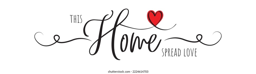 This home spread love, vector. Romantic home art design. Stencil art design isolated on white background. Wall art, artwork