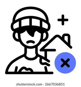 Dieses Symbol für Obdachlose eignet sich für Hunger, humanitäre Hilfe und verwandte Bereiche.