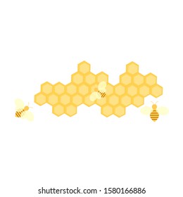 This is honey and bees. Cartoon vector illustration on white background.