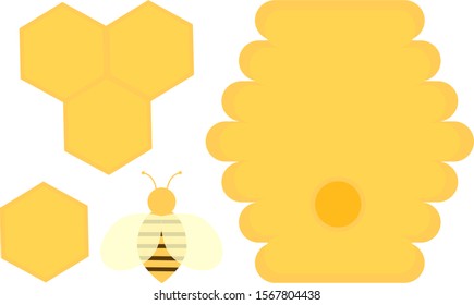 This is honey wax, bee, hive bees. Cartoon vector illustration.