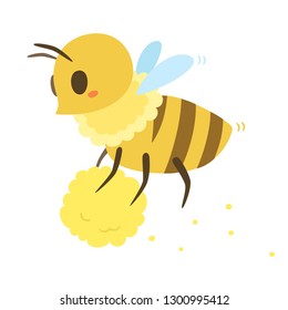 This is a Honeybee character.Illustration that honey bees carry pollen.