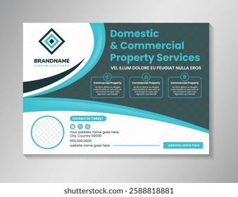 This is Horizontal Real Estate Flyer Template Design. It is very easy to edit and if you want you can easily use it for your business promotion. Horizontal layout with photo space. 