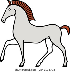 This horse image would feature a stylized, cartoon-like depiction of a horse with a strong, graceful build. 