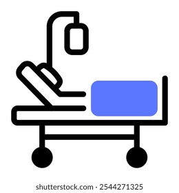 This Hospital bed icon is suitable for volunteer, humanitarian and help people, etc.