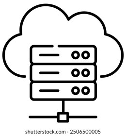 This Hosting icon design represents cloud storage, web hosting, server management, and data centers. Suitable for use in tech and hosting-related services.