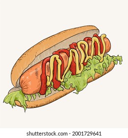 This is Hot Dog artwork that you can decorate your food menu
