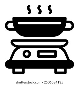This Hot Plate icon is suitable for kitchen appliance, kitchen, cookware, etc.