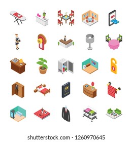 
This is hotel isometric icons pack to show importance of recreation and rest in your life. These creative icons can be used in project designing, graphic design, hotel logo, and so on.  