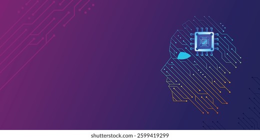 This is Human Idea of Technology Program Background. Technology industrial and business illustration. Cool design for presentation or banner background with left copy space.