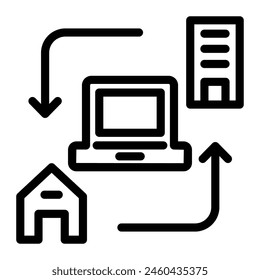 This Hybrid Work icon is suitable for Remote work, Work from home, Digital Nomad and Freelance