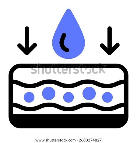 This Hydration skin icon is suitable for use in Skincare, Dermatology, and related fields.