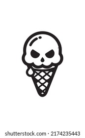 This is an ice cream logo with a skull that is suitable for designing clothes and cafe logos