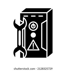 This is an icon associated with an electronic repair service that uses a glyph style