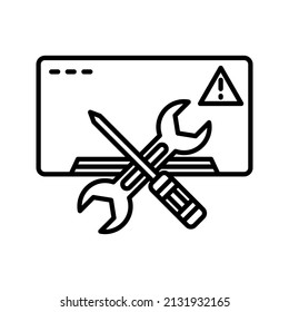 This is an icon associated with an electronic repair service that uses an outline style