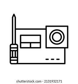 This is an icon associated with an electronic repair service that uses an outline style