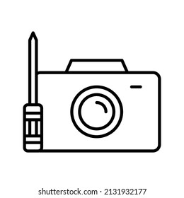 This is an icon associated with an electronic repair service that uses an outline style