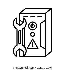 This is an icon associated with an electronic repair service that uses an outline style