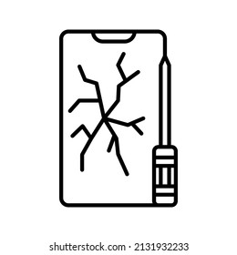 This is an icon associated with an electronic repair service that uses an outline style