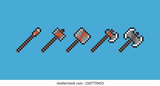 this is an icon or axe illustration in pixel art, it can be used for games and icon purposes.