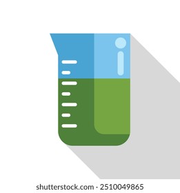 This icon of a beaker measuring green chemical liquid is perfect for a wide range of digital uses