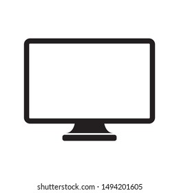 This icon can represent a monitor, TV, computer and the like. black and white background