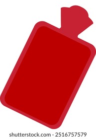 Este icono representa una botella de agua caliente roja con un tapón rojo ligeramente más oscuro en la parte superior. El diseño es simple y plano, representando un elemento comúnmente utilizado para calentar o aliviar el dolor.