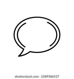 This icon depicts a speech bubble, commonly used to represent communication, conversation, or messaging in digital platforms