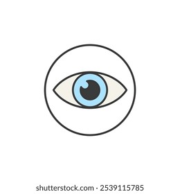 Dieses Symbol stellt ein stilisiertes Auge innerhalb eines Kreises dar, das die Ophthalmologie, Augenpflege oder Sehgesundheit darstellt. Die blaue Iris und die schwarze Pupille symbolisieren einen Fokus auf augenbezogene medizinische und pharmazeutische Dienstleistungen.