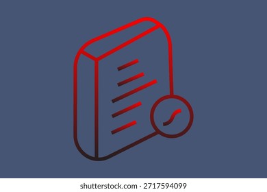 This icon depicts a three-dimensional document or report shown from an isometric perspective.