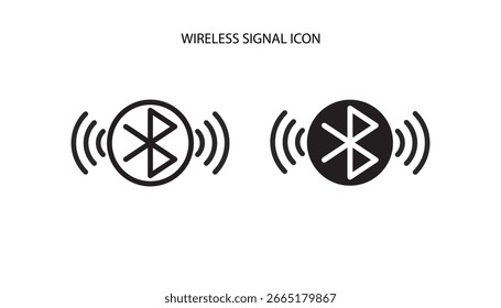 Este icono representa una conexión inalámbrica. Tiene un emblema central con arcos concéntricos, que indica una señal que se transmite hacia afuera, y se muestra en dos estilos.