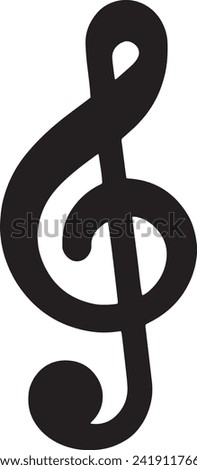 This icon displays the iconic treble clef, a fundamental symbol in music notation, represented in a bold black silhouette.