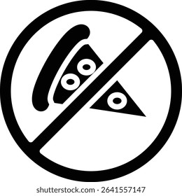 This icon effectively communicates the prohibition of eating pizza for people with conditions such as diabetes or general health disorders.