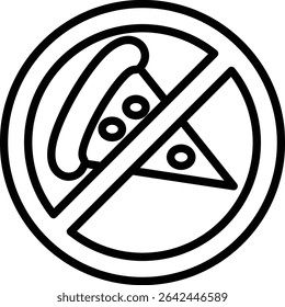 This icon effectively communicates the prohibition of eating pizza for people with conditions such as diabetes or general health disorders.