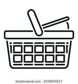 This icon of an empty shopping basket represents retail purchases and consumerism