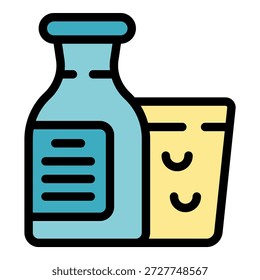 This icon features a bottle of kefir with a blank label and a portion of probiotic cheese