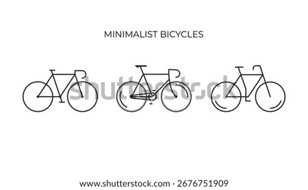 This icon features a clean, minimalist design of three bicycles, showcasing different styles from a classic road bike to a casual cruiser.