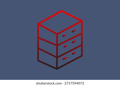 This icon features an isometric view of a three-drawer filing cabinet.