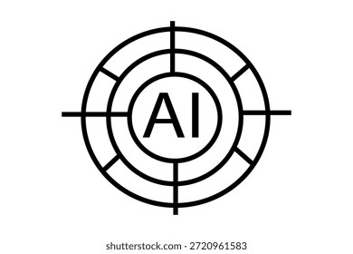 Este ícone apresenta as letras "AI" colocadas no centro de uma cruz ou símbolo alvo. O alvo consiste em círculos concêntricos e linhas perpendiculares de interseção.