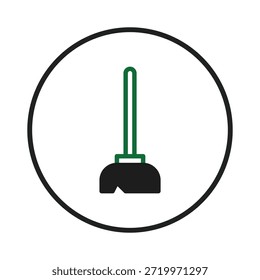 Este es un gráfico de iconos que representa una escoba diseñada para limpiar pisos, que representa tareas relacionadas con la limpieza, la higiene y las tareas domésticas. Se puede utilizar en presentaciones e ilustraciones para