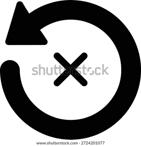 This icon illustrates a circular arrow with a cross mark indicating a failed refresh or an unsuccessful attempt to undo an action