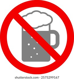 This is an icon illustration of alcohol prohibition (drinking prohibited).