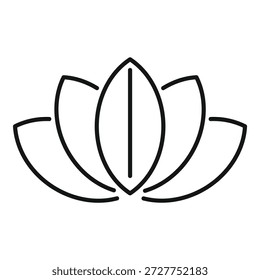 Esta ilustración de icono presenta una flor de loto que abre sus pétalos, simbolizando el crecimiento, la pureza y la iluminación espiritual